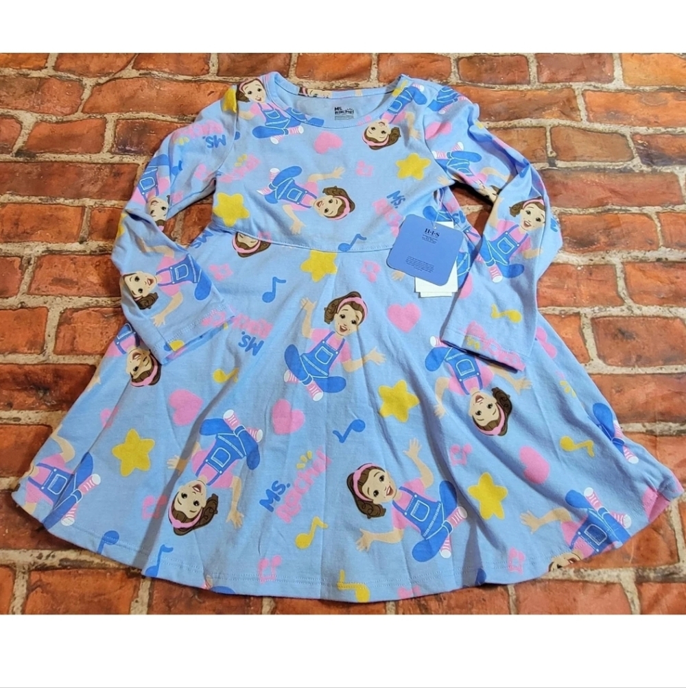 Ms. Rachel Toddler Girls Print Dress  Long Sleeves Sz 5t Nwt